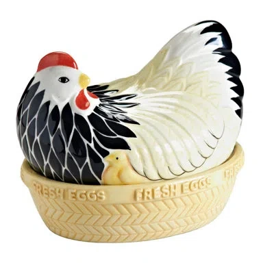 Mason Cash Mother Hen Nest Figurine In Black;white;beige
