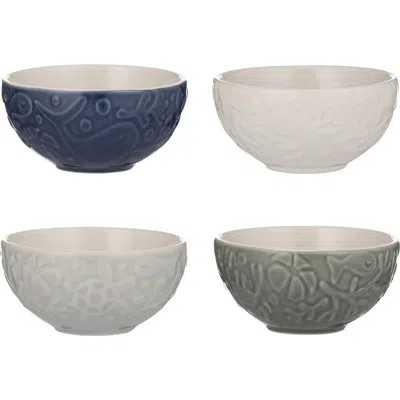 Mason Cash Nautical Mini Bowl Set, 4 Stoneware Prep Bowls With Sea-inspired Designs In Multi