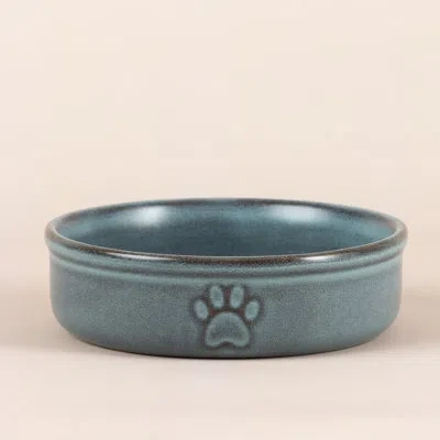 Mason Cash : Reactive Paw Pet Bowl - 5.1", 8.4oz - Blue Glaze, Dog Food-water Dish, Ceramic Stoneware, Microwav