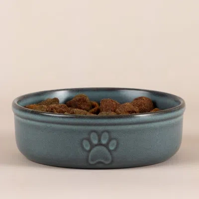Mason Cash : Reactive Paw Pet Bowl - 5.9", 16.9oz - Blue Glaze, Dog Food-water Dish, Ceramic Stoneware, Microwa