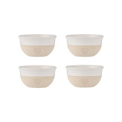 Mason Cash Rustic Charm Mini Bowl Set, 4 Stoneware Prep And Snack Bowls In Brown