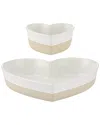 Mason Cash Set Of 2 Rustic Charm Heart Dishes In White
