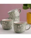 Mason Cash Set Of 4 In The Meadow Tulip Mugs In Green