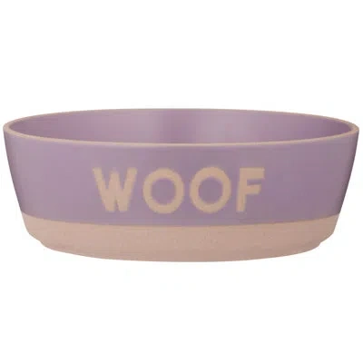 Mason Cash : Woof Dog Bowl - 7.9", 44oz - Purple & Tan - Durable Ceramic Food & Water Dish, Microwave & Dishwas In Multi