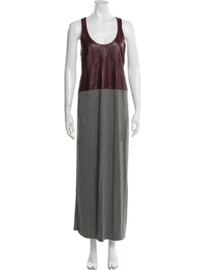 Pre-owned Mason Colorblock Pattern Long Dress In Gray