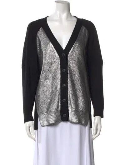 Pre-owned Mason Colorblock Pattern V-neck Sweater In Black