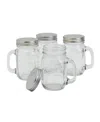 Mason Craft & More 4 Piece Glass Jars With Handles And Lids In Clear