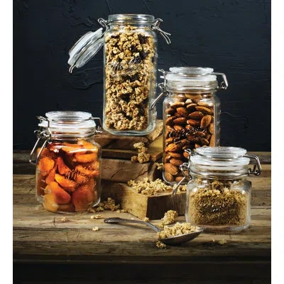 Mason Craft & More Vintage Storage Jars Glass Mini Clamp 4 Piece Jar Set In Clear