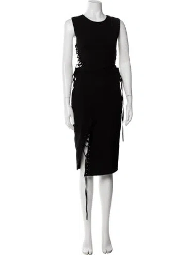 Pre-owned Mason Crew Neck Midi Length Dress In Black