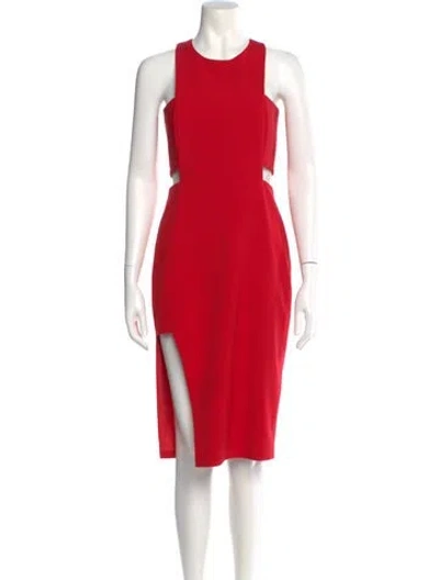 Pre-owned Mason Crew Neck Midi Length Dress In Red