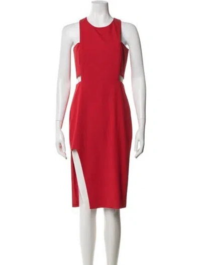 Pre-owned Mason Crew Neck Midi Length Dress In Red