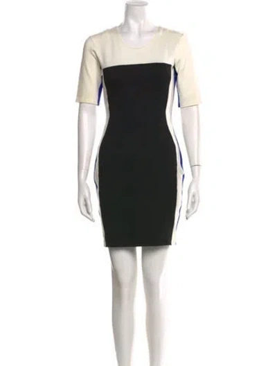 Pre-owned Mason Crew Neck Mini Dress In Black