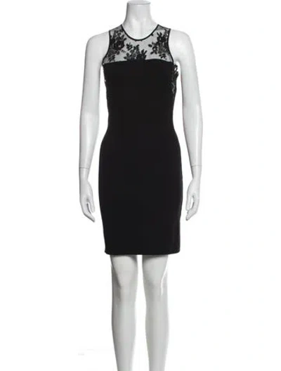 Pre-owned Mason Crew Neck Mini Dress In Black