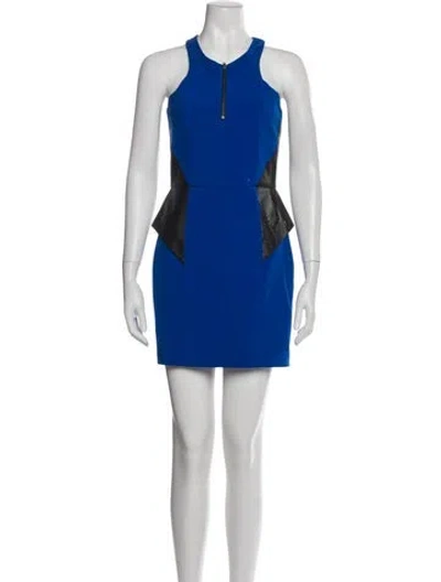 Pre-owned Mason Crew Neck Mini Dress In Blue