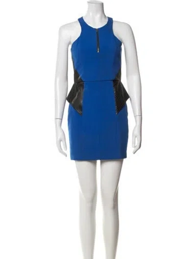Pre-owned Mason Crew Neck Mini Dress In Blue