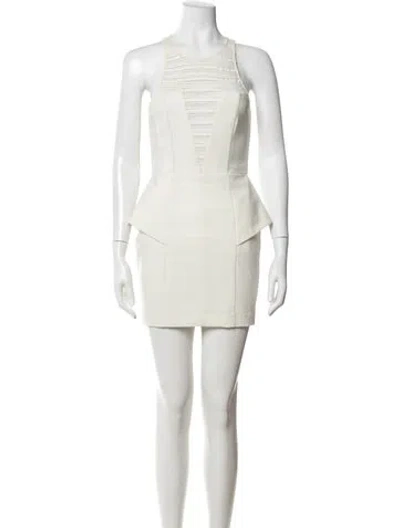 Pre-owned Mason Crew Neck Mini Dress In Neutrals