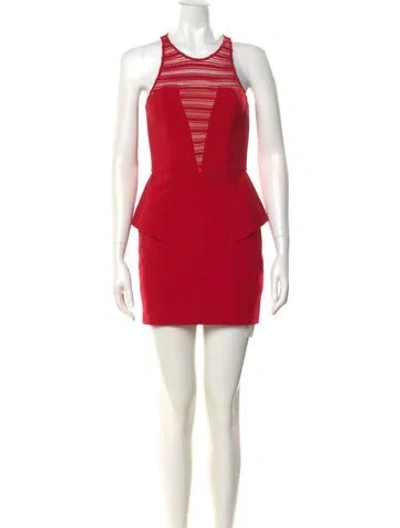 Pre-owned Mason Crew Neck Mini Dress In Red