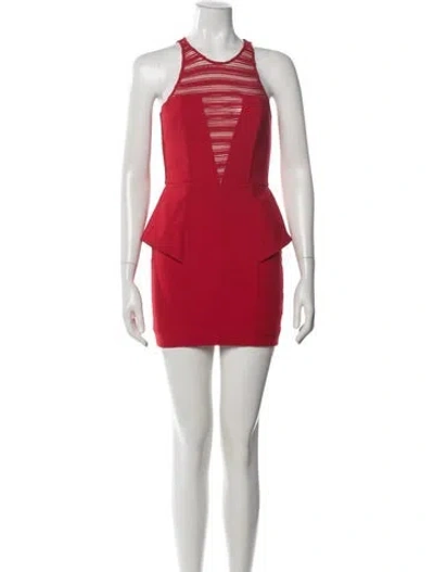 Pre-owned Mason Crew Neck Mini Dress In Red