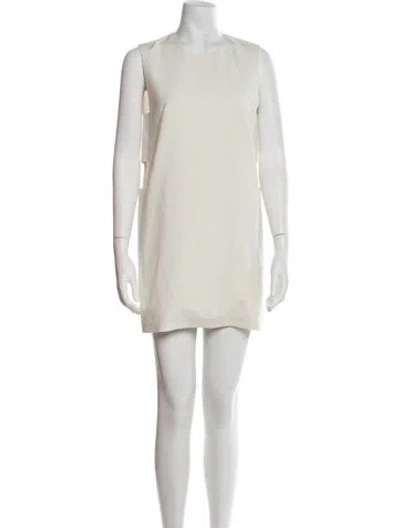 Pre-owned Mason Crew Neck Mini Dress In White