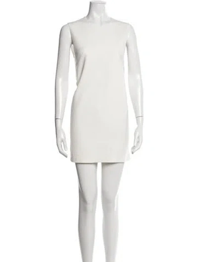 Pre-owned Mason Crew Neck Mini Dress In White