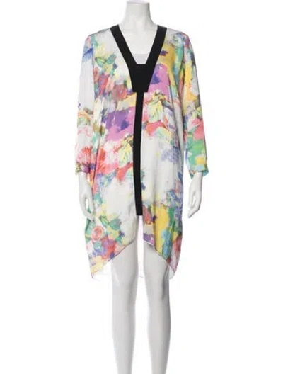 Pre-owned Mason Floral Print Long Dress In White
