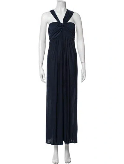 Pre-owned Mason Halterneck Long Dress In Blue