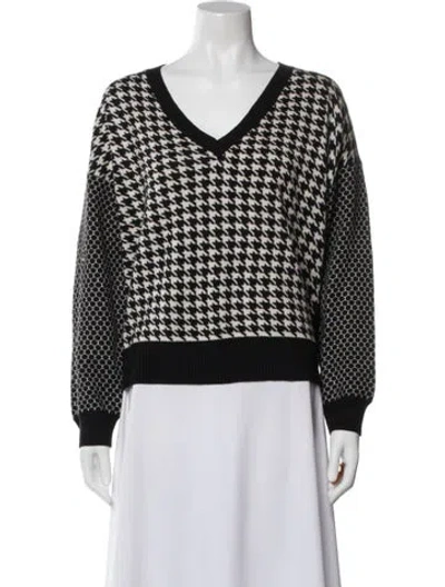 Pre-owned Mason Houndstooth Print V-neck Sweater W/ Tags In White