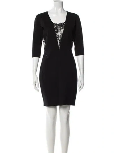 Pre-owned Mason Lace Pattern Knee-length Dress In Black