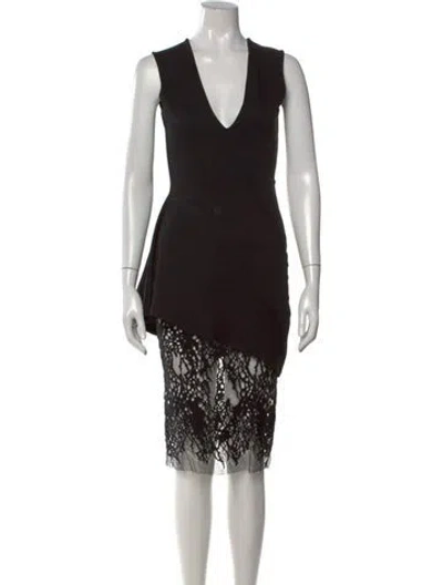Pre-owned Mason Lace Pattern Knee-length Dress In Black