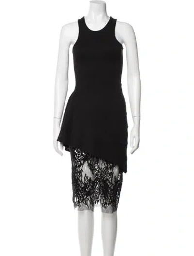 Pre-owned Mason Lace Pattern Midi Length Dress In Black