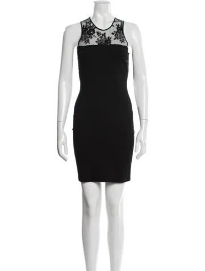 Pre-owned Mason Lace Pattern Mini Dress In Black
