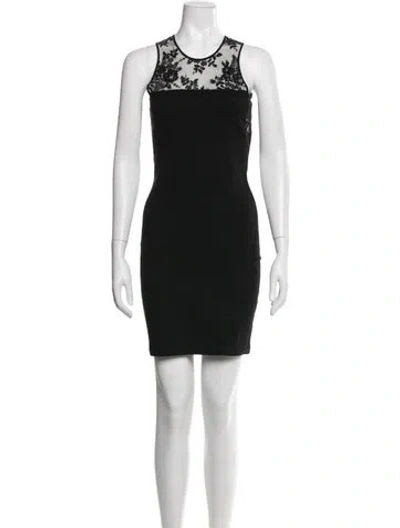 Pre-owned Mason Lace Pattern Mini Dress In Black