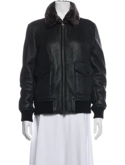 Pre-owned Mason Lamb Leather Bomber Jacket In Black