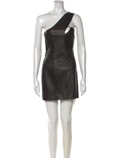 Pre-owned Mason Lambskin Mini Dress In Black