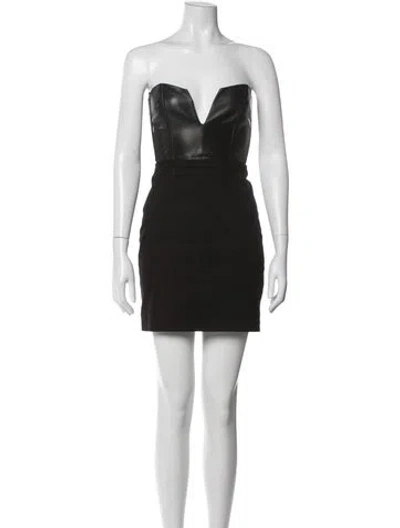 Pre-owned Mason Lambskin Mini Dress In Black
