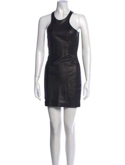 Pre-owned Mason Lambskin Mini Dress In Black