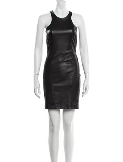 Pre-owned Mason Lambskin Mini Dress In Black