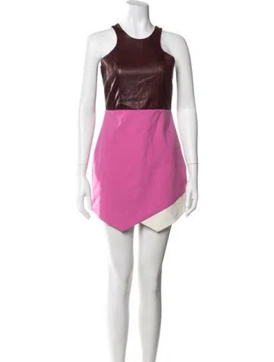 Pre-owned Mason Lambskin Mini Dress In Pink