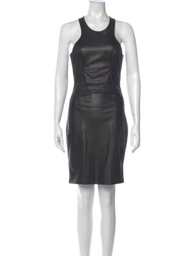 Pre-owned Mason Leather Knee-length Dress In Gray