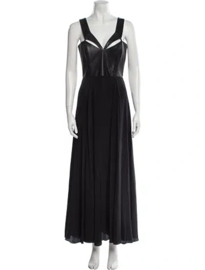 Pre-owned Mason Leather Long Dress In Black