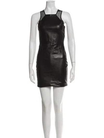 Pre-owned Mason Leather Mini Dress In Black