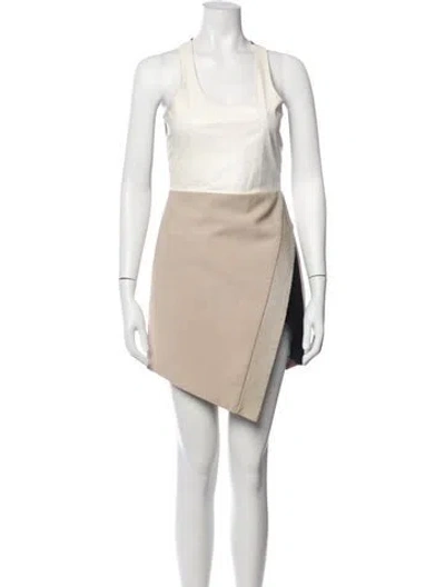 Pre-owned Mason Leather Mini Dress In Neutral