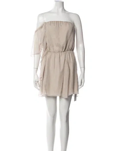 Pre-owned Mason Off-the-shoulder Mini Dress In Neutrals