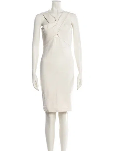 Pre-owned Mason One-shoulder Knee-length Dress In Neutral