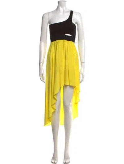 Pre-owned Mason One-shoulder Long Dress In Black/yellow