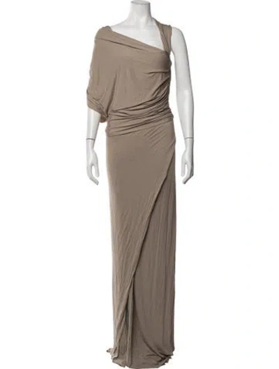 Pre-owned Mason One-shoulder Long Dress In Neutrals