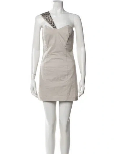 Pre-owned Mason One-shoulder Mini Dress In Gray