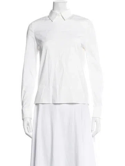Pre-owned Mason Pearson Long Sleeve Button-up Top In White