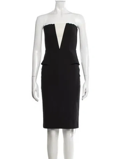 Pre-owned Mason Plunge Neckline Knee-length Dress In Black