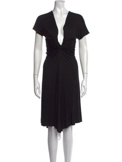 Pre-owned Mason Plunge Neckline Knee-length Dress In Black